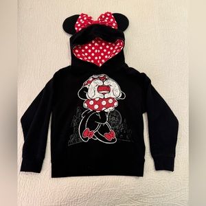 Disneyland DisneyParks Minnie Mouse Hoodie Sweater Black Red kids XS